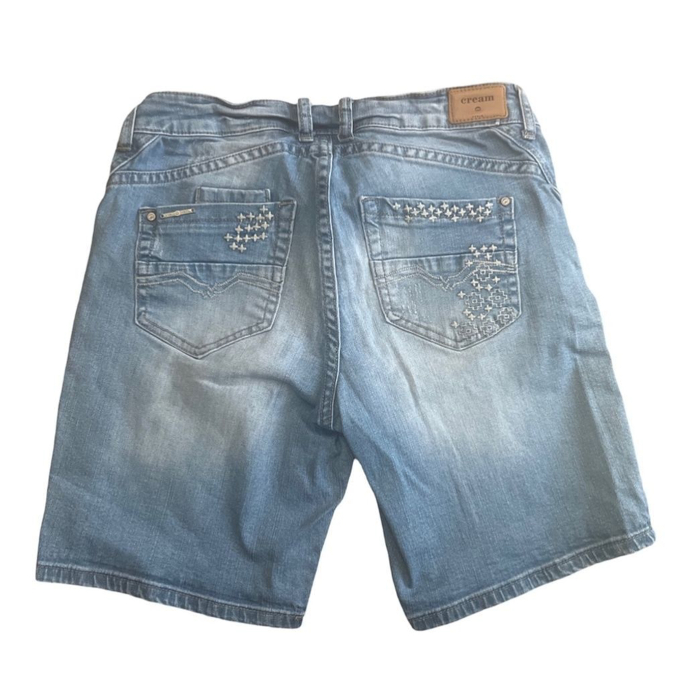 Cream Denim Shorts - 28